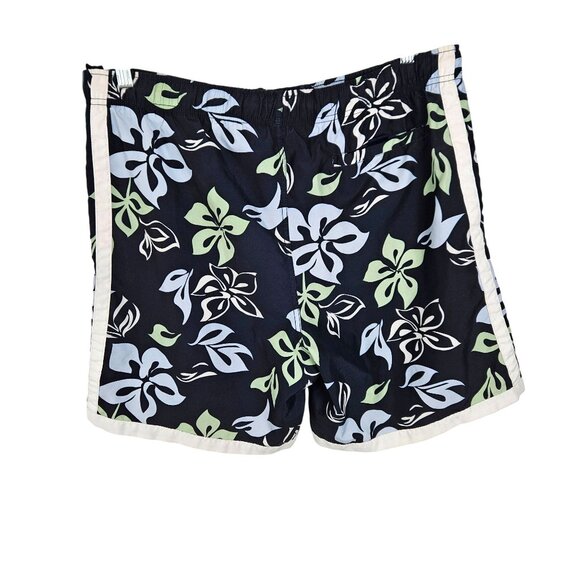 Nautica Mens Size M Floral Tropical Swim Trunks Navy & Green Mesh Lining Beach - Picture 2 of 11